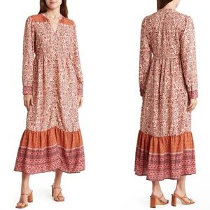 Mila Mae Border Print Long bohemian floral dress